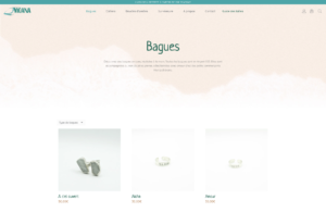 Page catégorie Moana bijoux - Site e-commerce réalisé par MC Communication